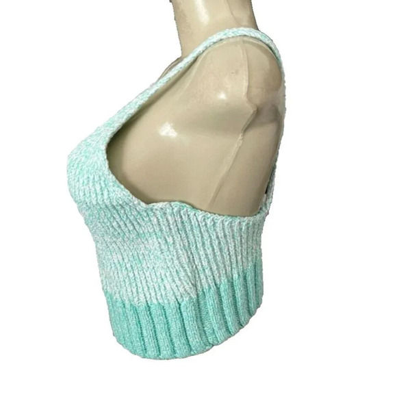 Free People L Seafoam Green Two-Tone Ribbed V-Neck Crop Camisole Bralette Top - Picture 5 of 6